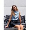 imageCicy Bell Womens Mock Neck Satin Tank Tops Business Casual Work Ruched Blouses Summer Corporate OutfitsLight Blue