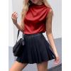 imageCicy Bell Womens Mock Neck Satin Tank Tops Business Casual Work Ruched Blouses Summer Corporate OutfitsRed