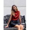 imageCicy Bell Womens Mock Neck Satin Tank Tops Business Casual Work Ruched Blouses Summer Corporate OutfitsRed