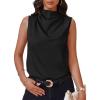 imageCicy Bell Womens Mock Neck Satin Tank Tops Business Casual Work Ruched Blouses Summer Corporate OutfitsBlack