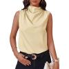 imageCicy Bell Womens Mock Neck Satin Tank Tops Business Casual Work Ruched Blouses Summer Corporate OutfitsChampagne