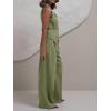 imageCicy Bell Womens 2 Piece Outfits V Neck Tie Waist Blazer Vest and Wide Leg Business Casual Suit Pants SetsGreen