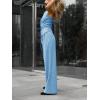 imageCicy Bell Womens 2 Piece Outfits V Neck Tie Waist Blazer Vest and Wide Leg Business Casual Suit Pants SetsLight Blue