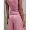 imageCicy Bell Womens 2 Piece Outfits V Neck Tie Waist Blazer Vest and Wide Leg Business Casual Suit Pants SetsLight Pink