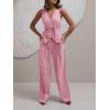 imageCicy Bell Womens 2 Piece Outfits V Neck Tie Waist Blazer Vest and Wide Leg Business Casual Suit Pants SetsLight Pink