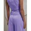 imageCicy Bell Womens 2 Piece Outfits V Neck Tie Waist Blazer Vest and Wide Leg Business Casual Suit Pants SetsLight Purple