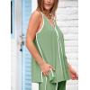 imageCicy Bell Womens Summer Lounge Sets V Neck Sleeveless Tunic Tops Pajamas Sets Comfy Loungwear Wide Leg Pants 2 Piece OutfitsArmy Green