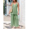 imageCicy Bell Womens Summer Lounge Sets V Neck Sleeveless Tunic Tops Pajamas Sets Comfy Loungwear Wide Leg Pants 2 Piece OutfitsArmy Green