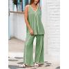 imageCicy Bell Womens Summer Lounge Sets V Neck Sleeveless Tunic Tops Pajamas Sets Comfy Loungwear Wide Leg Pants 2 Piece OutfitsArmy Green