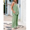 imageCicy Bell Womens Summer Lounge Sets V Neck Sleeveless Tunic Tops Pajamas Sets Comfy Loungwear Wide Leg Pants 2 Piece OutfitsArmy Green