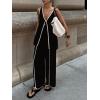 imageCicy Bell Womens Summer Lounge Sets V Neck Sleeveless Tunic Tops Pajamas Sets Comfy Loungwear Wide Leg Pants 2 Piece OutfitsBlack
