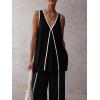 imageCicy Bell Womens Summer Lounge Sets V Neck Sleeveless Tunic Tops Pajamas Sets Comfy Loungwear Wide Leg Pants 2 Piece OutfitsBlack