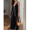 imageCicy Bell Womens Summer Lounge Sets V Neck Sleeveless Tunic Tops Pajamas Sets Comfy Loungwear Wide Leg Pants 2 Piece OutfitsBlack