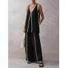 imageCicy Bell Womens Summer Lounge Sets V Neck Sleeveless Tunic Tops Pajamas Sets Comfy Loungwear Wide Leg Pants 2 Piece OutfitsBlack