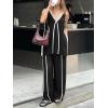 imageCicy Bell Womens Summer Lounge Sets V Neck Sleeveless Tunic Tops Pajamas Sets Comfy Loungwear Wide Leg Pants 2 Piece OutfitsBlack