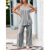 imageCicy Bell Womens Summer Lounge Sets V Neck Sleeveless Tunic Tops Pajamas Sets Comfy Loungwear Wide Leg Pants 2 Piece OutfitsGrey