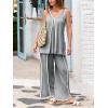 imageCicy Bell Womens Summer Lounge Sets V Neck Sleeveless Tunic Tops Pajamas Sets Comfy Loungwear Wide Leg Pants 2 Piece OutfitsGrey