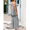 imageCicy Bell Womens Summer Lounge Sets V Neck Sleeveless Tunic Tops Pajamas Sets Comfy Loungwear Wide Leg Pants 2 Piece OutfitsGrey