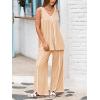 imageCicy Bell Womens Summer Lounge Sets V Neck Sleeveless Tunic Tops Pajamas Sets Comfy Loungwear Wide Leg Pants 2 Piece OutfitsKhaki