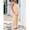 imageCicy Bell Womens Summer Lounge Sets V Neck Sleeveless Tunic Tops Pajamas Sets Comfy Loungwear Wide Leg Pants 2 Piece OutfitsKhaki