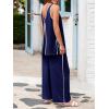 imageCicy Bell Womens Summer Lounge Sets V Neck Sleeveless Tunic Tops Pajamas Sets Comfy Loungwear Wide Leg Pants 2 Piece OutfitsNavy