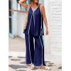 imageCicy Bell Womens Summer Lounge Sets V Neck Sleeveless Tunic Tops Pajamas Sets Comfy Loungwear Wide Leg Pants 2 Piece OutfitsNavy