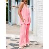 imageCicy Bell Womens Summer Lounge Sets V Neck Sleeveless Tunic Tops Pajamas Sets Comfy Loungwear Wide Leg Pants 2 Piece OutfitsPink
