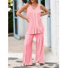 imageCicy Bell Womens Summer Lounge Sets V Neck Sleeveless Tunic Tops Pajamas Sets Comfy Loungwear Wide Leg Pants 2 Piece OutfitsPink