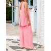 imageCicy Bell Womens Summer Lounge Sets V Neck Sleeveless Tunic Tops Pajamas Sets Comfy Loungwear Wide Leg Pants 2 Piece OutfitsPink