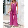 imageCicy Bell Womens Summer Lounge Sets V Neck Sleeveless Tunic Tops Pajamas Sets Comfy Loungwear Wide Leg Pants 2 Piece OutfitsRose Red