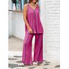imageCicy Bell Womens Summer Lounge Sets V Neck Sleeveless Tunic Tops Pajamas Sets Comfy Loungwear Wide Leg Pants 2 Piece OutfitsRose Red