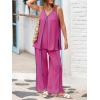 imageCicy Bell Womens Summer Lounge Sets V Neck Sleeveless Tunic Tops Pajamas Sets Comfy Loungwear Wide Leg Pants 2 Piece OutfitsRose Red