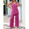 imageCicy Bell Womens Summer Lounge Sets V Neck Sleeveless Tunic Tops Pajamas Sets Comfy Loungwear Wide Leg Pants 2 Piece OutfitsRose Red