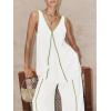 imageCicy Bell Womens Summer Lounge Sets V Neck Sleeveless Tunic Tops Pajamas Sets Comfy Loungwear Wide Leg Pants 2 Piece OutfitsWhite