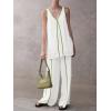 imageCicy Bell Womens Summer Lounge Sets V Neck Sleeveless Tunic Tops Pajamas Sets Comfy Loungwear Wide Leg Pants 2 Piece OutfitsWhite