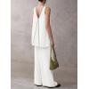 imageCicy Bell Womens Summer Lounge Sets V Neck Sleeveless Tunic Tops Pajamas Sets Comfy Loungwear Wide Leg Pants 2 Piece OutfitsWhite