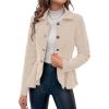 imageCicy Bell Elegant Women Blazer Business Work Office Peplum Hem Jacket Open Front Herringbone CoatsApricot