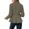 imageCicy Bell Elegant Women Blazer Business Work Office Peplum Hem Jacket Open Front Herringbone CoatsArmy Green