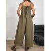 imageCicy Bell Womens Wide Leg Jumpsuits Casual Baggy Bib Overalls Summer Sleeveless Straps Loose Rompers with PocketsArmy Green