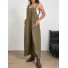 imageCicy Bell Womens Wide Leg Jumpsuits Casual Baggy Bib Overalls Summer Sleeveless Straps Loose Rompers with PocketsArmy Green