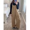 imageCicy Bell Womens Wide Leg Jumpsuits Casual Baggy Bib Overalls Summer Sleeveless Straps Loose Rompers with PocketsBrown