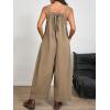 imageCicy Bell Womens Wide Leg Jumpsuits Casual Baggy Bib Overalls Summer Sleeveless Straps Loose Rompers with PocketsBrown