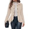 imageCicy Bell Elegant Women Blazer Business Work Office Peplum Hem Jacket Open Front Herringbone CoatsApricot