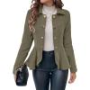 imageCicy Bell Elegant Women Blazer Business Work Office Peplum Hem Jacket Open Front Herringbone CoatsArmy Green