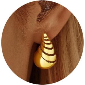 imageCicy Bell 18k Gold Plated Earrings for Women Trendy Hypoallergenic Stud Drop Earrings Jewelry Accessory Gifts for Birthday PartyGoldStyleD