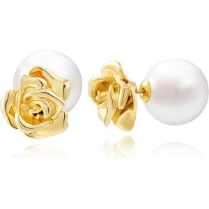 imageCicy Bell 18k Gold Plated Earrings for Women Trendy Hypoallergenic Stud Drop Earrings Jewelry Accessory Gifts for Birthday PartyWhite GoldStyleB