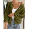 imageCicy Bell Womens 34 Puff Sleeve Cardigan Sweater Fall Trendy Casual Button Up Loose Fit Cropped Knit SweatersArmy Green