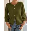 imageCicy Bell Womens 34 Puff Sleeve Cardigan Sweater Fall Trendy Casual Button Up Loose Fit Cropped Knit SweatersArmy Green