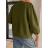 imageCicy Bell Womens 34 Puff Sleeve Cardigan Sweater Fall Trendy Casual Button Up Loose Fit Cropped Knit SweatersArmy Green