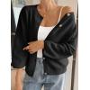 imageCicy Bell Womens 34 Puff Sleeve Cardigan Sweater Fall Trendy Casual Button Up Loose Fit Cropped Knit SweatersBlack
